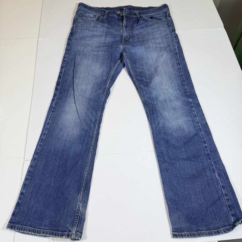 Levi's 527 Jeans Mens 36x32 Blue Denim Faded Super Stretch Red Tab Distressed